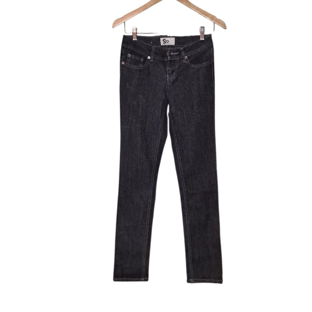 SO Women's Dark Wash Denim Straight Leg Jeans